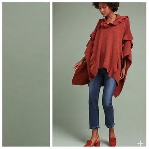 Anthropologie Troubadour Ruffle Hooded Poncho
